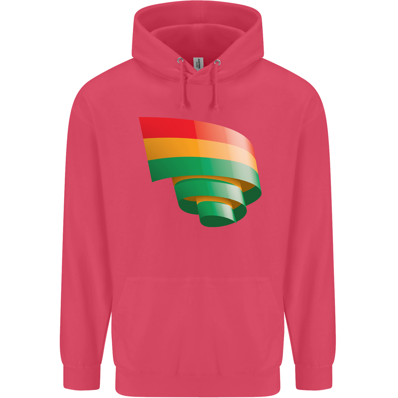 Curled Bolivia Flag Bolivian Day Football Childrens Kids Hoodie Heliconia