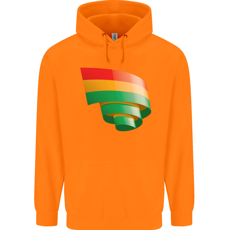 Curled Bolivia Flag Bolivian Day Football Childrens Kids Hoodie Orange