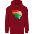 Curled Bolivia Flag Bolivian Day Football Childrens Kids Hoodie Red
