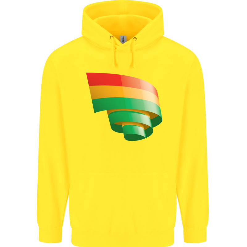 Curled Bolivia Flag Bolivian Day Football Childrens Kids Hoodie Yellow