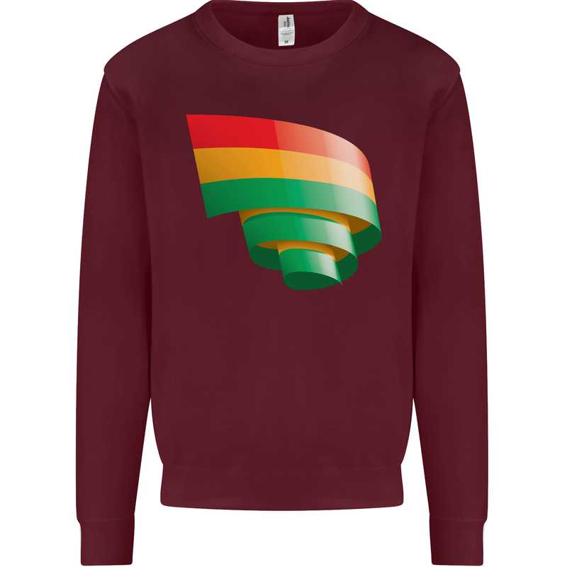 Curled Bolivia Flag Bolivian Day Football Kids Sweatshirt Jumper Maroon