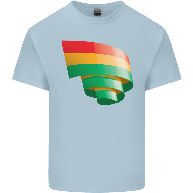 Curled Bolivia Flag Bolivian Day Football Kids T-Shirt Childrens Light Blue