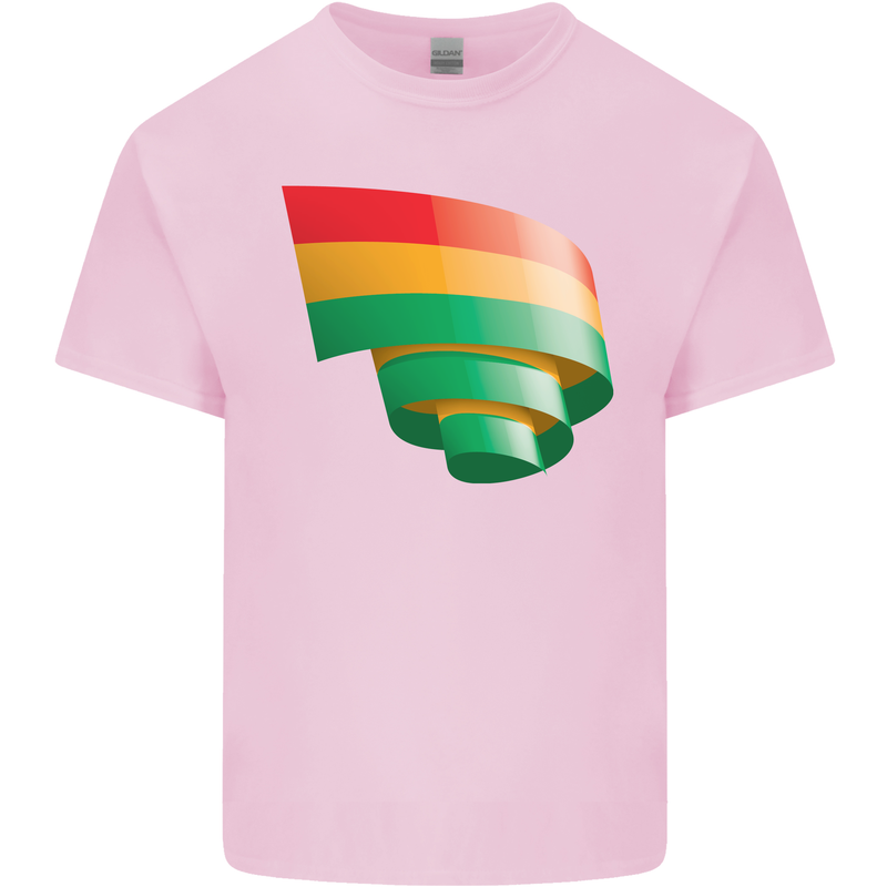 Curled Bolivia Flag Bolivian Day Football Kids T-Shirt Childrens Light Pink
