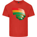 Curled Bolivia Flag Bolivian Day Football Kids T-Shirt Childrens Red
