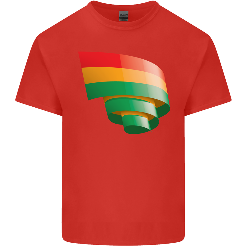 Curled Bolivia Flag Bolivian Day Football Kids T-Shirt Childrens Red