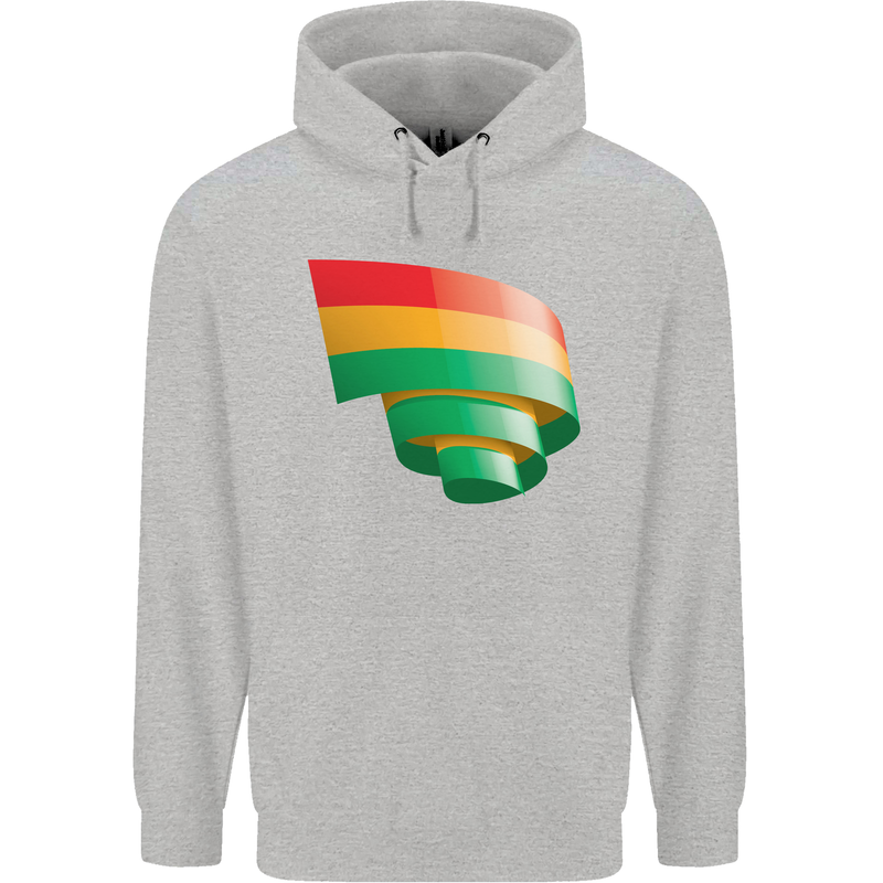 Curled Bolivia Flag Bolivian Day Football Mens 80% Cotton Hoodie Sports Grey