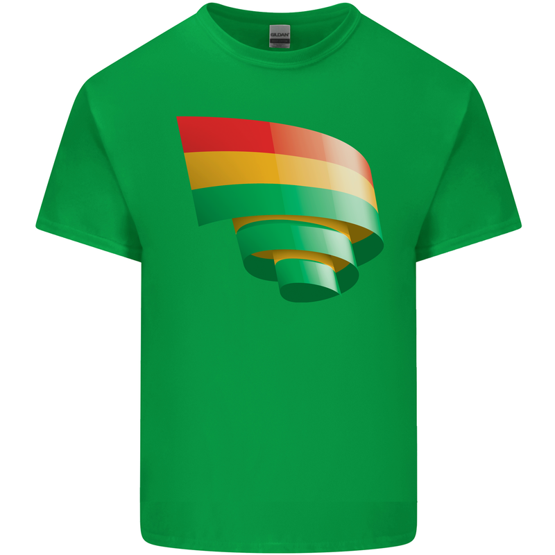 Curled Bolivia Flag Bolivian Day Football Mens Cotton T-Shirt Tee Top Irish Green