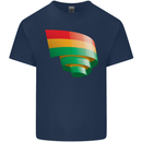 Curled Bolivia Flag Bolivian Day Football Mens Cotton T-Shirt Tee Top Navy Blue