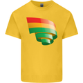 Curled Bolivia Flag Bolivian Day Football Mens Cotton T-Shirt Tee Top Yellow