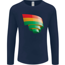 Curled Bolivia Flag Bolivian Day Football Mens Long Sleeve T-Shirt Navy Blue