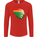 Curled Bolivia Flag Bolivian Day Football Mens Long Sleeve T-Shirt Red