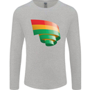 Curled Bolivia Flag Bolivian Day Football Mens Long Sleeve T-Shirt Sports Grey