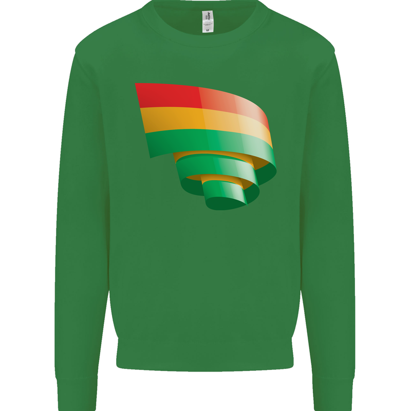Curled Bolivia Flag Bolivian Day Football Mens Sweatshirt Jumper Irish Green