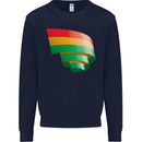 Curled Bolivia Flag Bolivian Day Football Mens Sweatshirt Jumper Navy Blue