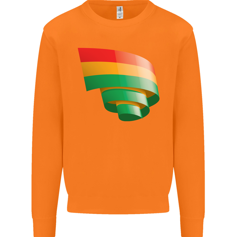 Curled Bolivia Flag Bolivian Day Football Mens Sweatshirt Jumper Orange