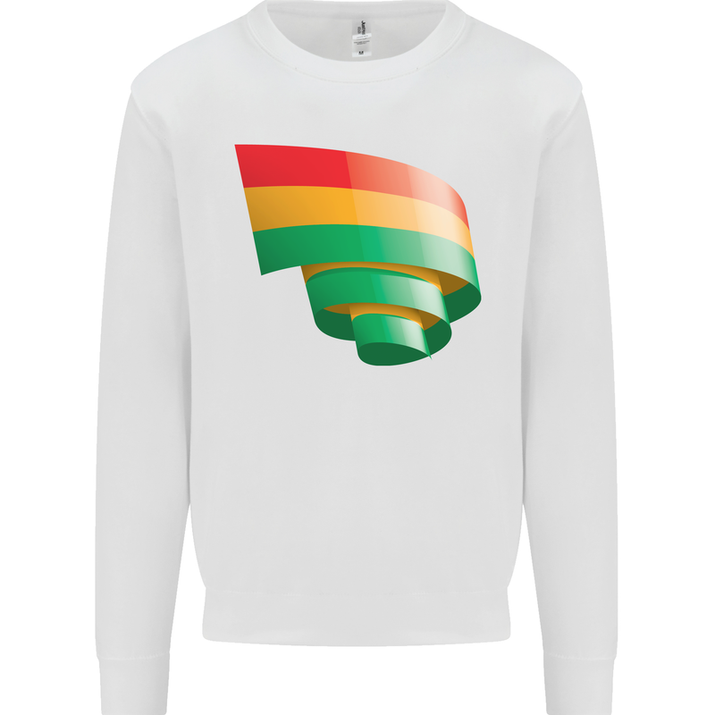 Curled Bolivia Flag Bolivian Day Football Mens Sweatshirt Jumper White