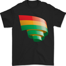 Curled Bolivia Flag Bolivian Day Football Mens T-Shirt 100% Cotton Black
