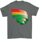 Curled Bolivia Flag Bolivian Day Football Mens T-Shirt 100% Cotton Charcoal