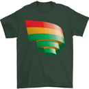 Curled Bolivia Flag Bolivian Day Football Mens T-Shirt 100% Cotton Forest Green