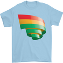 Curled Bolivia Flag Bolivian Day Football Mens T-Shirt 100% Cotton Light Blue