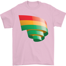 Curled Bolivia Flag Bolivian Day Football Mens T-Shirt 100% Cotton Light Pink
