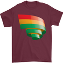 Curled Bolivia Flag Bolivian Day Football Mens T-Shirt 100% Cotton Maroon