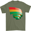 Curled Bolivia Flag Bolivian Day Football Mens T-Shirt 100% Cotton Military Green