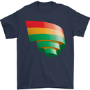 Curled Bolivia Flag Bolivian Day Football Mens T-Shirt 100% Cotton Navy Blue