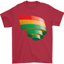 Curled Bolivia Flag Bolivian Day Football Mens T-Shirt 100% Cotton Red