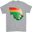 Curled Bolivia Flag Bolivian Day Football Mens T-Shirt 100% Cotton Sports Grey