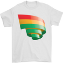 Curled Bolivia Flag Bolivian Day Football Mens T-Shirt 100% Cotton White