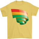 Curled Bolivia Flag Bolivian Day Football Mens T-Shirt 100% Cotton Yellow