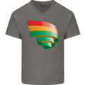 Curled Bolivia Flag Bolivian Day Football Mens V-Neck Cotton T-Shirt Charcoal