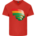 Curled Bolivia Flag Bolivian Day Football Mens V-Neck Cotton T-Shirt Red