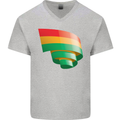 Curled Bolivia Flag Bolivian Day Football Mens V-Neck Cotton T-Shirt Sports Grey