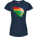 Curled Bolivia Flag Bolivian Day Football Womens Petite Cut T-Shirt Navy Blue