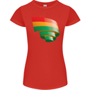 Curled Bolivia Flag Bolivian Day Football Womens Petite Cut T-Shirt Red