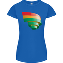 Curled Bolivia Flag Bolivian Day Football Womens Petite Cut T-Shirt Royal Blue