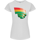 Curled Bolivia Flag Bolivian Day Football Womens Petite Cut T-Shirt White