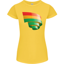 Curled Bolivia Flag Bolivian Day Football Womens Petite Cut T-Shirt Yellow