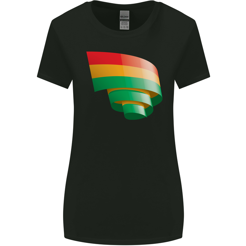 Curled Bolivia Flag Bolivian Day Football Womens Wider Cut T-Shirt Black