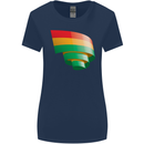 Curled Bolivia Flag Bolivian Day Football Womens Wider Cut T-Shirt Navy Blue