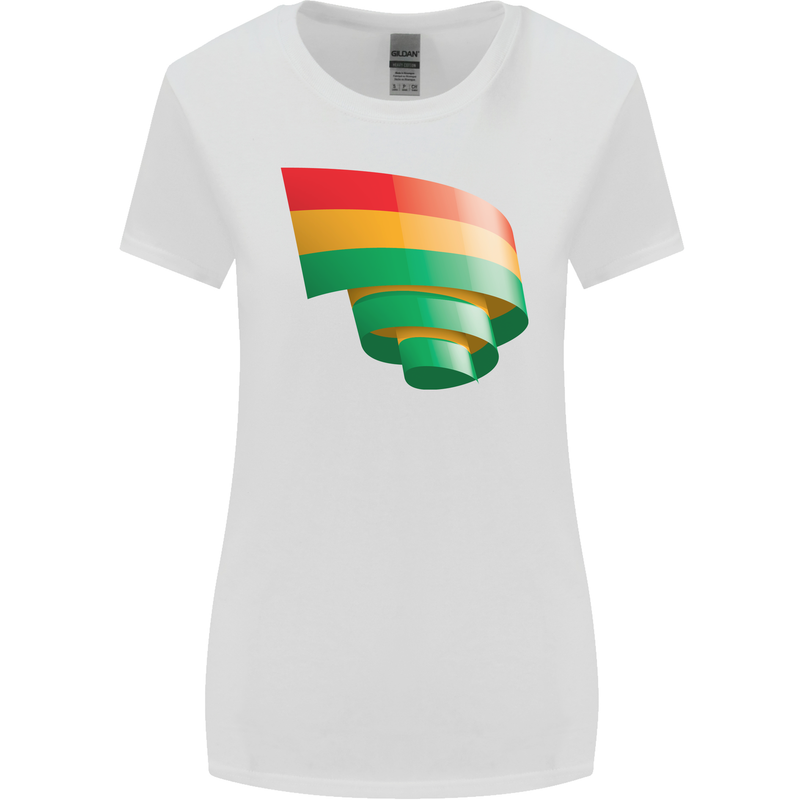 Curled Bolivia Flag Bolivian Day Football Womens Wider Cut T-Shirt White