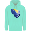 Curled Bosnia and Herzegovina Flag Day Football Childrens Kids Hoodie Peppermint