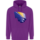 Curled Bosnia and Herzegovina Flag Day Football Childrens Kids Hoodie Purple