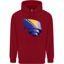 Curled Bosnia and Herzegovina Flag Day Football Childrens Kids Hoodie Red