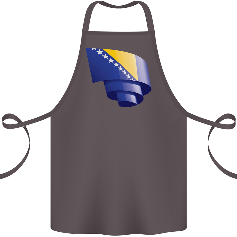 Curled Bosnia and Herzegovina Flag Day Football Cotton Apron 100% Organic Dark Grey
