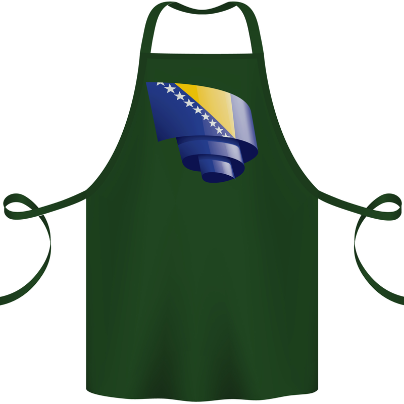 Curled Bosnia and Herzegovina Flag Day Football Cotton Apron 100% Organic Forest Green