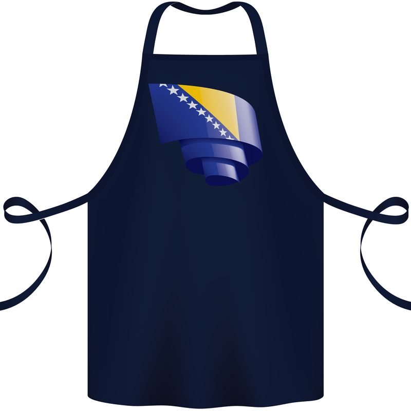 Curled Bosnia and Herzegovina Flag Day Football Cotton Apron 100% Organic Navy Blue