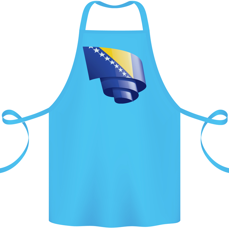 Curled Bosnia and Herzegovina Flag Day Football Cotton Apron 100% Organic Turquoise